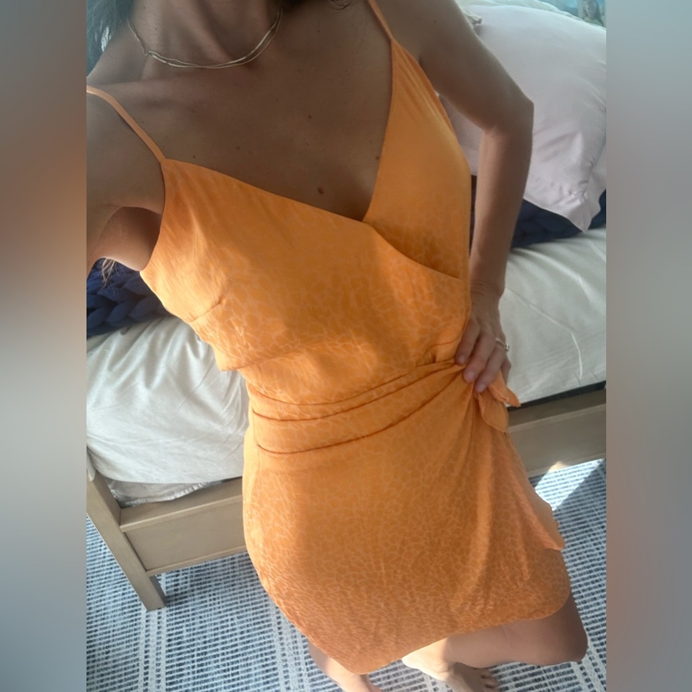 Guess Vibrant Orange Mini Dress with Tie